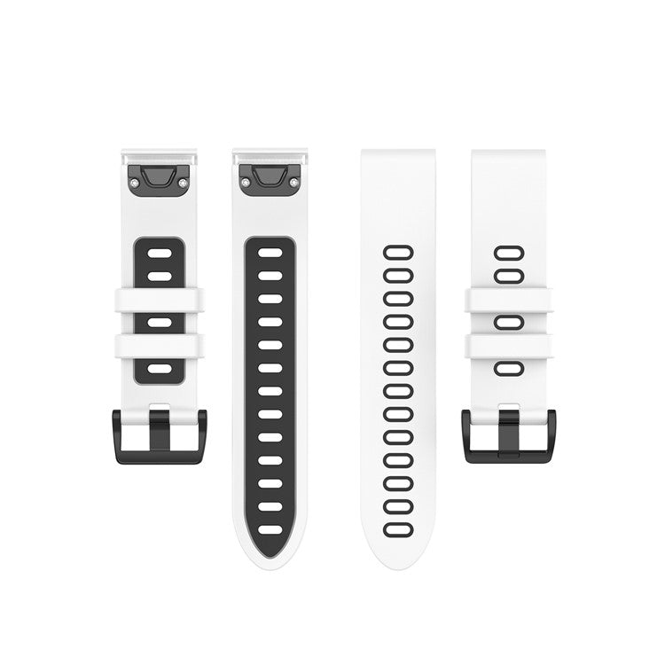 Bi-color Watch Band Silicone Watch Strap for Garmin Fenix 6S/Fenix 5S - White/Black