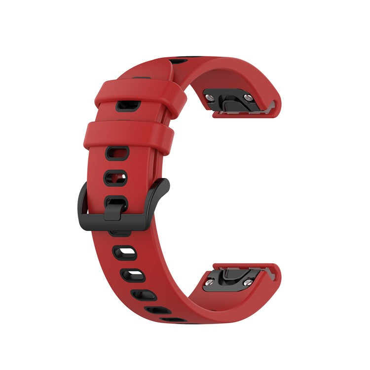Bi-color Watch Band Silicone Watch Strap for Garmin Fenix 6S/Fenix 5S - Red/Black