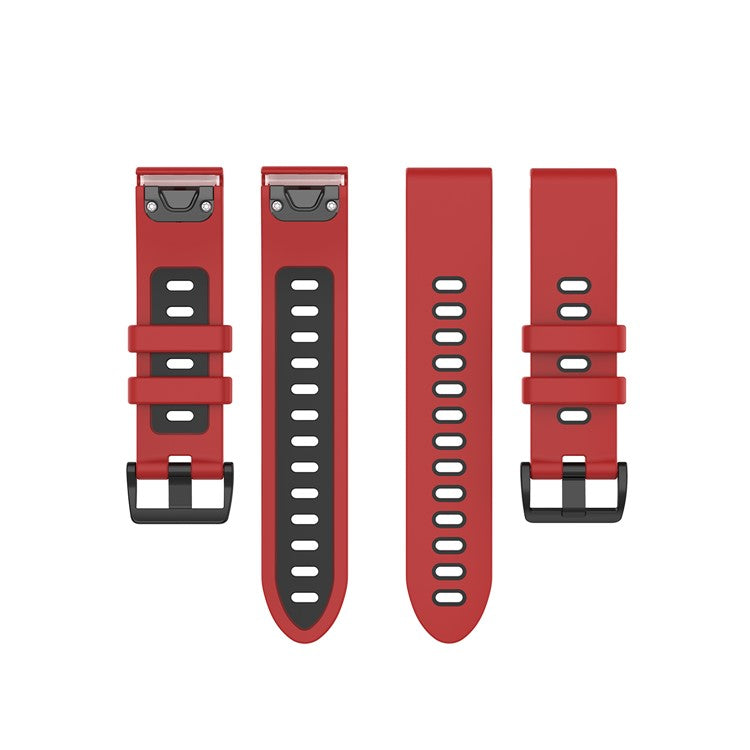 Bi-color Watch Band Silicone Watch Strap for Garmin Fenix 6S/Fenix 5S - Red/Black