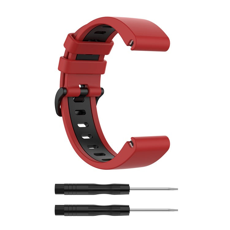 Bi-color Watch Band Silicone Watch Strap for Garmin Fenix 6S/Fenix 5S - Red/Black