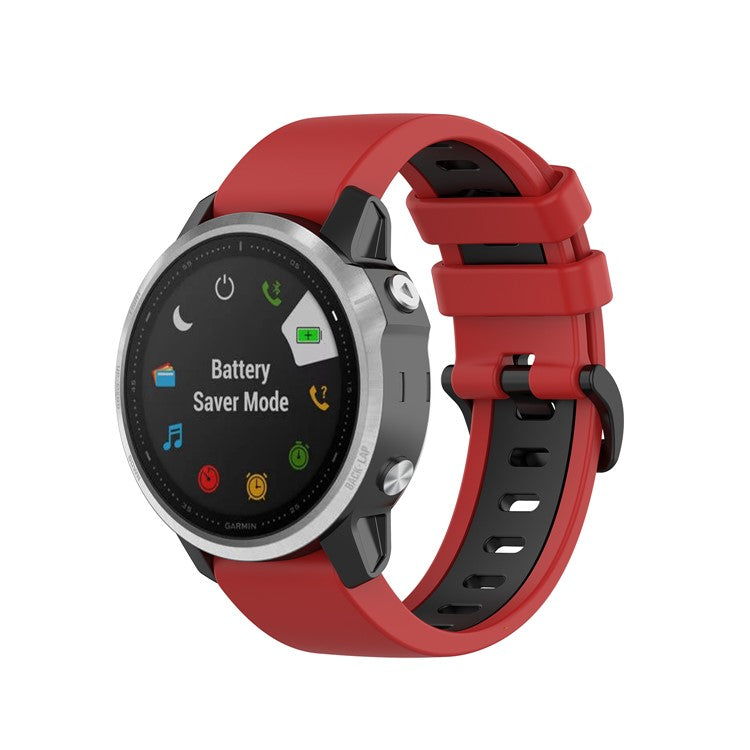 Bi-color Watch Band Silicone Watch Strap for Garmin Fenix 6S/Fenix 5S - Red/Black