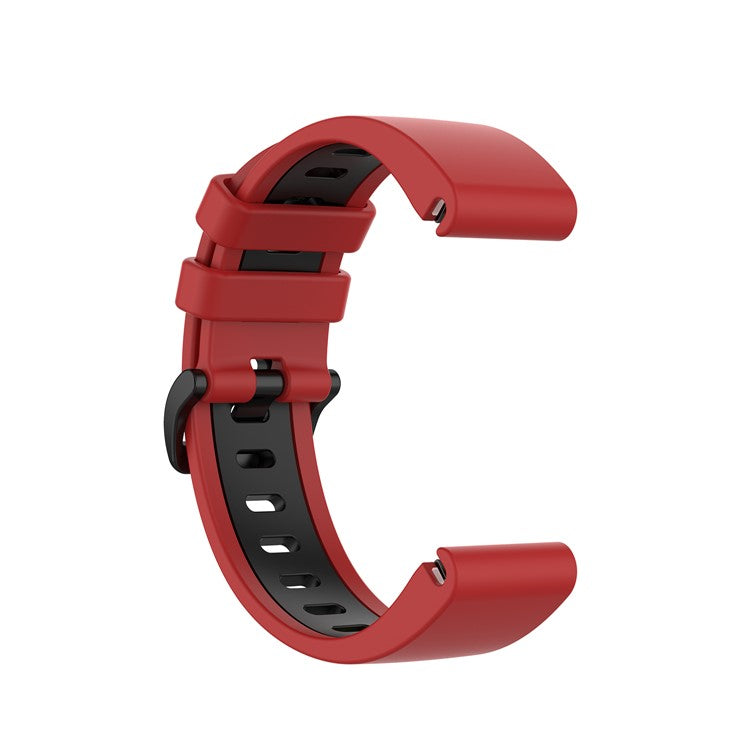 Bi-color Watch Band Silicone Watch Strap for Garmin Fenix 6S/Fenix 5S - Red/Black