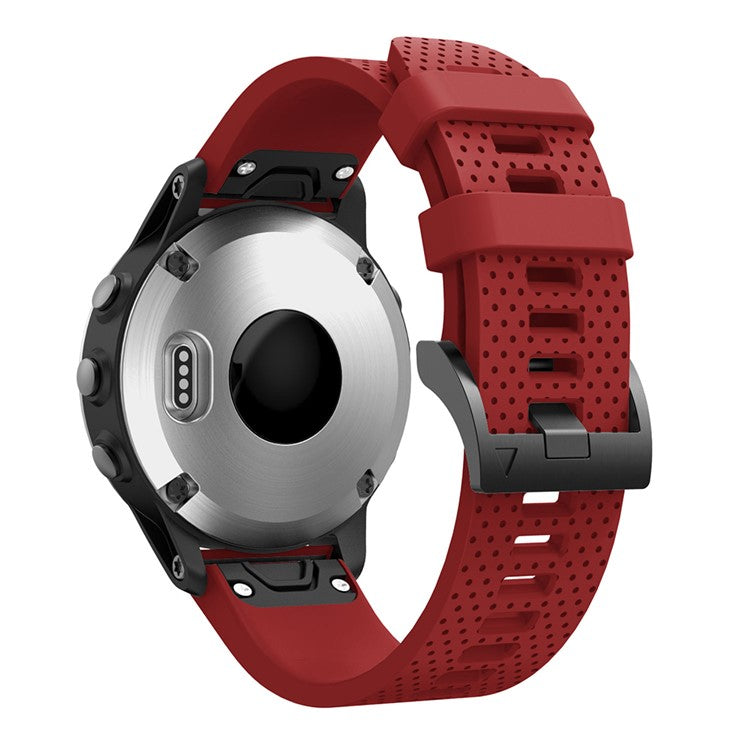 With Black Triangle Buckle Silicone Watch Strap for Garmin Fenix 5S - Red