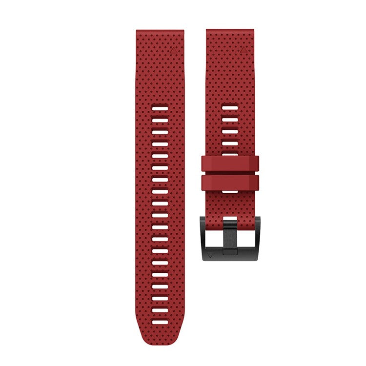 With Black Triangle Buckle Silicone Watch Strap for Garmin Fenix 5S - Red