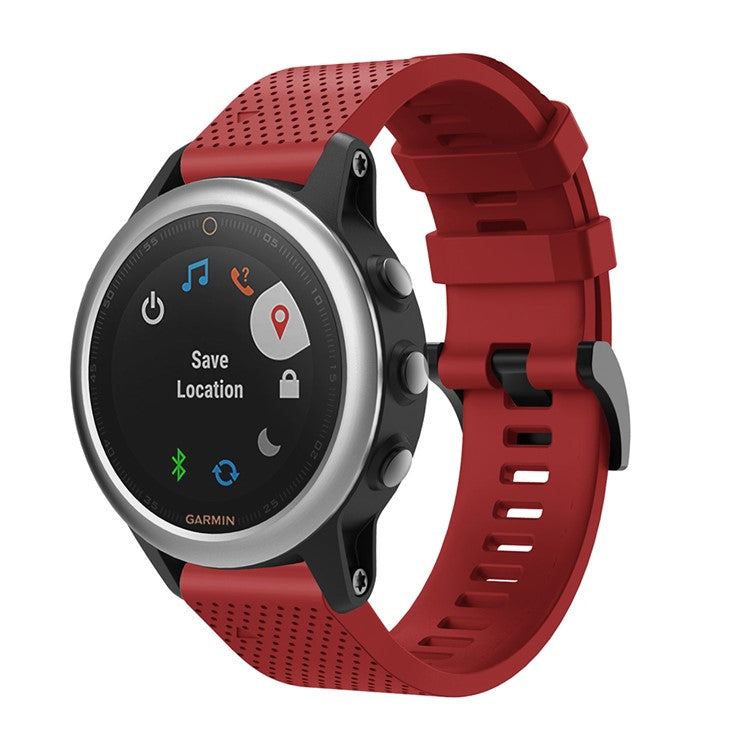 With Black Triangle Buckle Silicone Watch Strap for Garmin Fenix 5S - Red