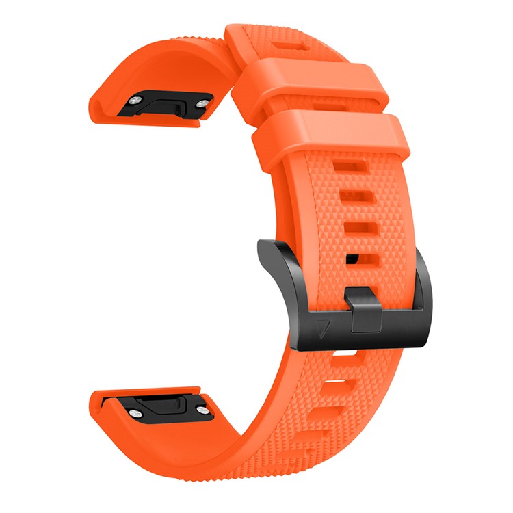 For Garmin Fenix 5 Silicone Watch Band 22mm Adjustable Smart Watch Strap with Black Buckle - Orange