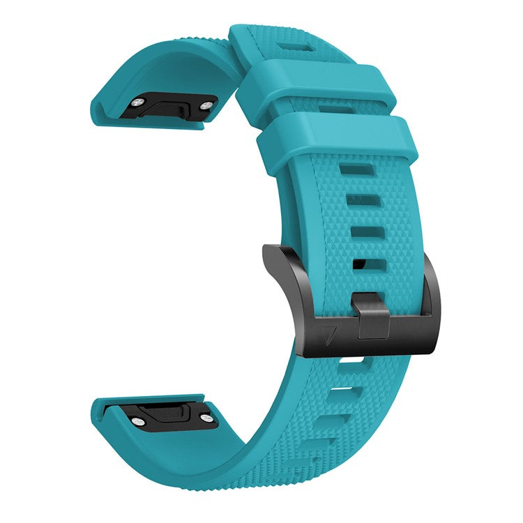 For Garmin Fenix 5 Silicone Watch Band 22mm Adjustable Smart Watch Strap with Black Buckle - Baby Blue