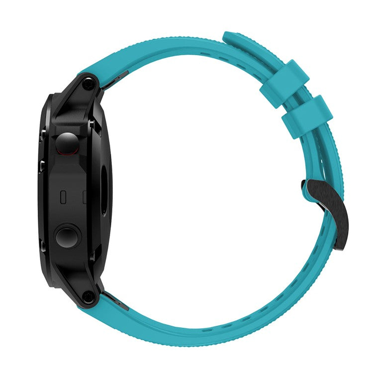 For Garmin Fenix 5 Silicone Watch Band 22mm Adjustable Smart Watch Strap with Black Buckle - Baby Blue