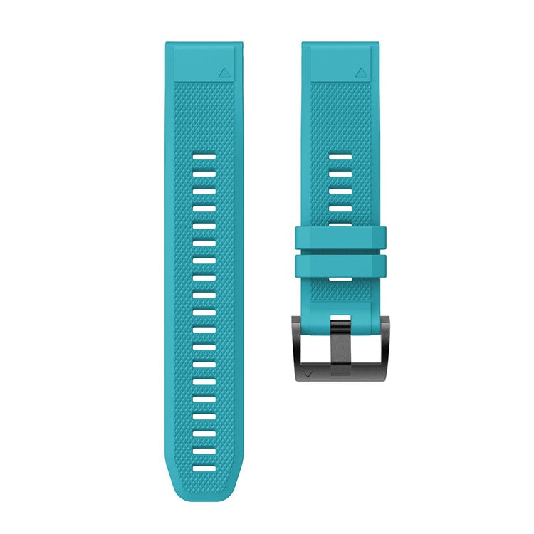 For Garmin Fenix 5 Silicone Watch Band 22mm Adjustable Smart Watch Strap with Black Buckle - Baby Blue