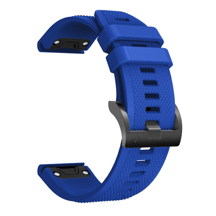 For Garmin Fenix 5 Silicone Watch Band 22mm Adjustable Smart Watch Strap with Black Buckle - Dark Blue