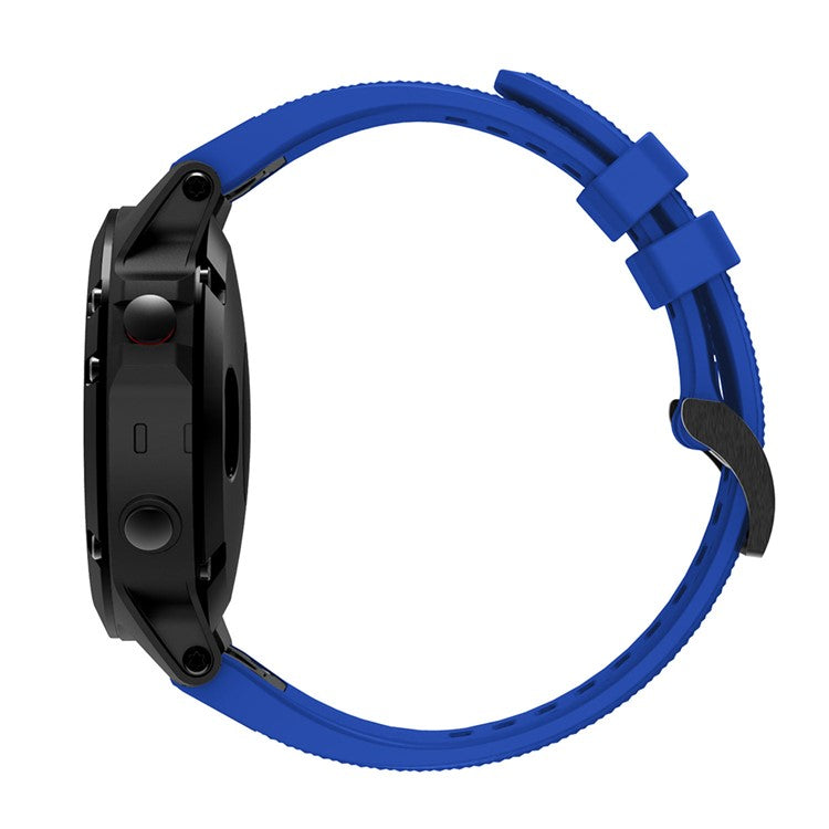 For Garmin Fenix 5 Silicone Watch Band 22mm Adjustable Smart Watch Strap with Black Buckle - Dark Blue