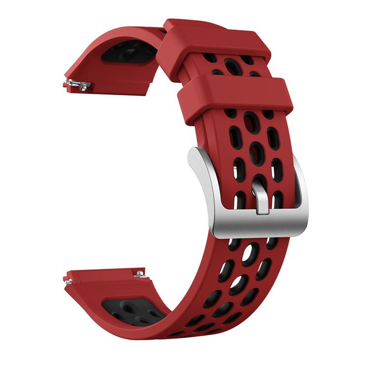 Bi-color Silicone Smart Watch Strap Adjustable Watchband for Huawei Watch GT 2e - Red / Black
