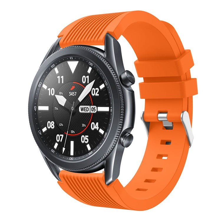 Pinstriped Silicone Smart Watch Band for Samsung Galaxy Watch3 45mm - Orange