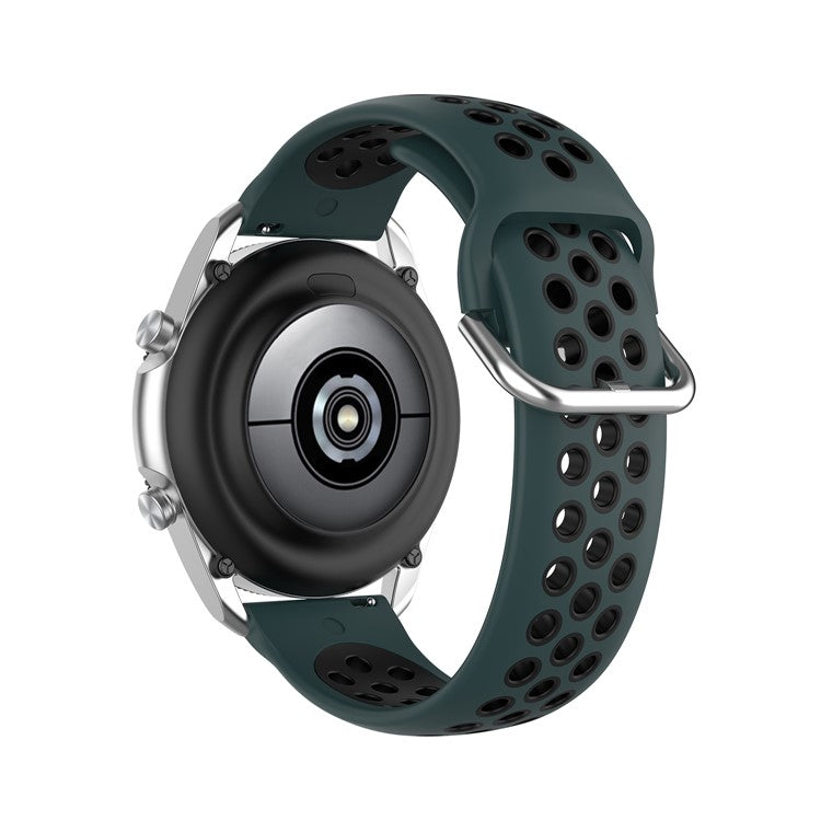 R840 22mm Bi-color Silicone Sport Smart Watch Band for Samsung Galaxy Watch 3 45mm/Huawei Watch 3/Watch 3 Pro - Dark Green/Black