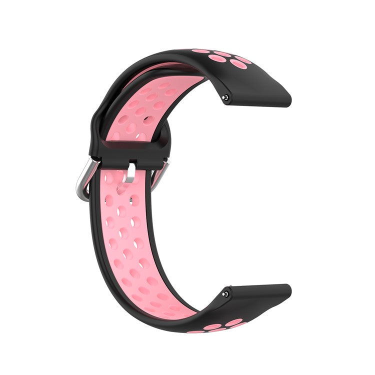 R840 22mm Bi-color Silicone Sport Smart Watch Band for Samsung Galaxy Watch 3 45mm/Huawei Watch 3/Watch 3 Pro - Black/Pink