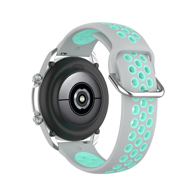 R850 20mm Bi-color Silicone Watch Band for Samsung Galaxy Watch3 41mm - Grey/Cyan