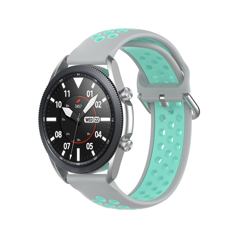 R850 20mm Bi-color Silicone Watch Band for Samsung Galaxy Watch3 41mm - Grey/Cyan