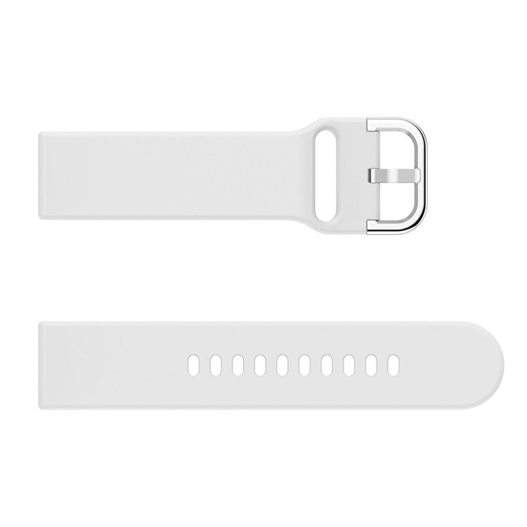 Silicone Smart Watch Band Adjustable Wrist Strap with Metal Buckle for Samsung Galaxy Watch3 41mm - White