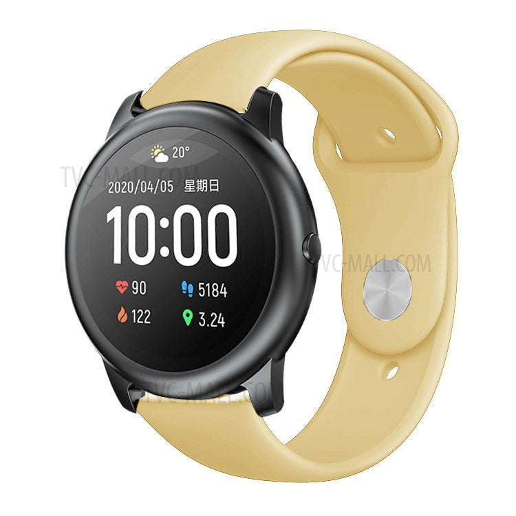 22mm Silicone Smart Watch Strap with Rivet Buckle Closure for Xiaomi Haylou Solar - Gold