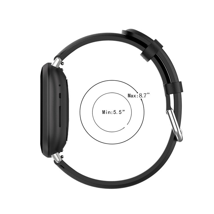 Genuine Leather Smart Watch Strap for Fitbit Versa 3/Sense Replacement Band - Black