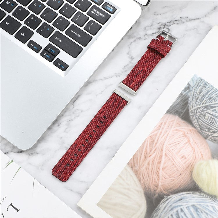 Canvas Watch Band Strap with Buckle for Fitbit Versa 3 - Red