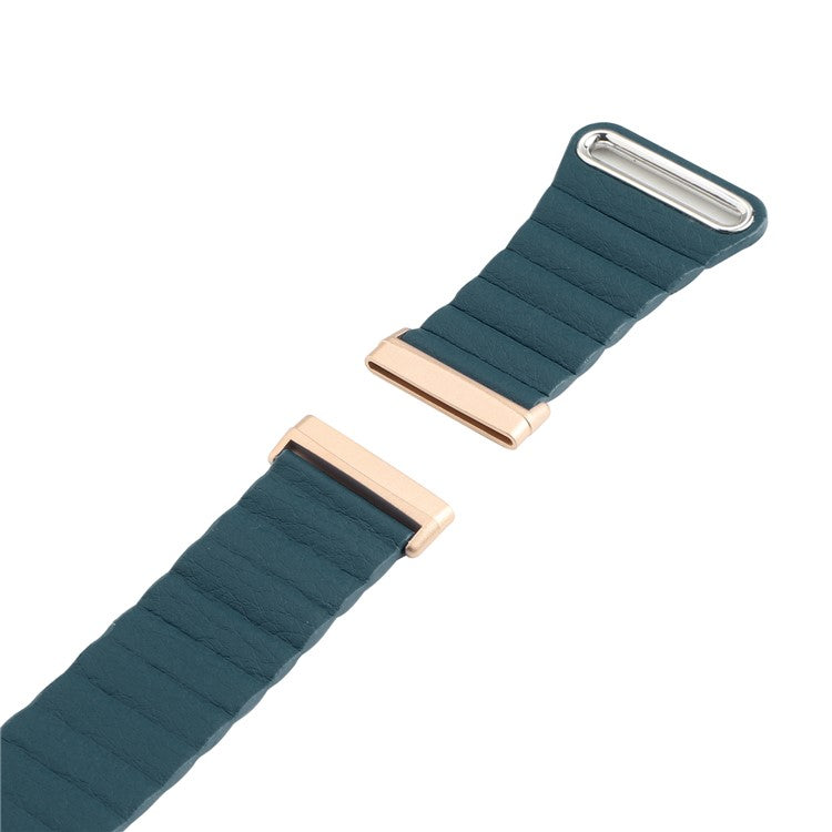 Genuine Leather Watchband Replacement 22mm for Fitbit Versa 3 - Dark Green