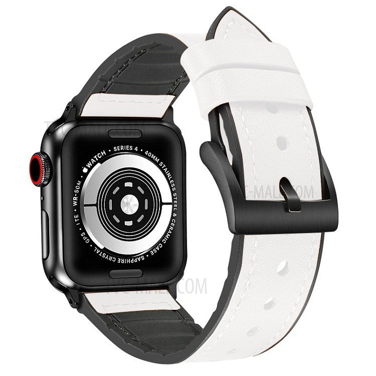 Color PU Leather + Silicone Watch Band for Watch Ultra 49mm / Series 8 / 7 45mm / Series 6 / SE / SE (2022) 44m / 5 / 4 44mm / Series 1 / 2 / 3 42mm - White