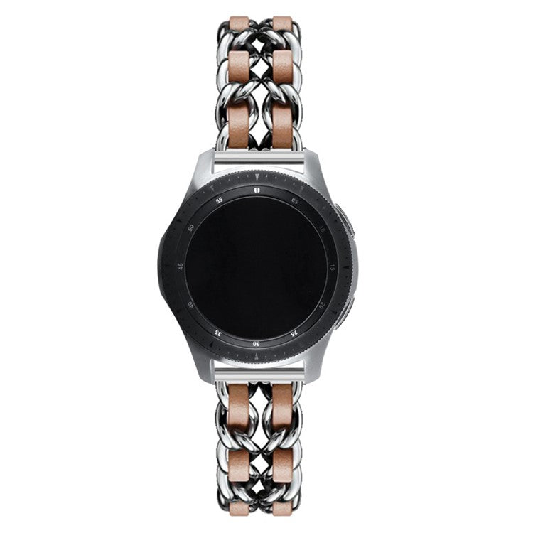 Stainless Steel+PU Leather Watch Strap 20MM Smart Watch Strap Replacement for Polar Pacer Pro - Silver/Brown