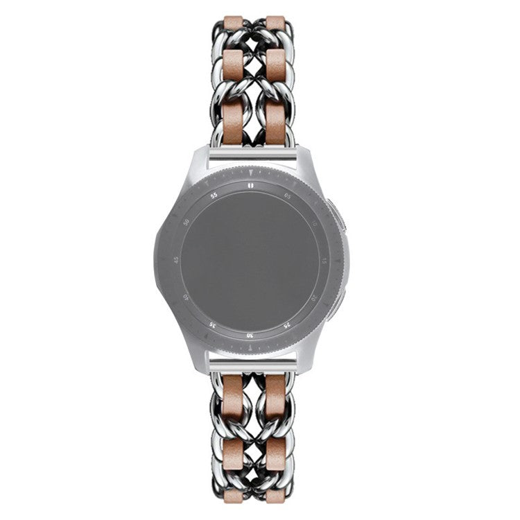 Stainless Steel+PU Leather Watch Strap 20MM Smart Watch Strap Replacement for Polar Pacer Pro - Silver/Brown