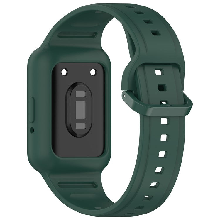 For Samsung Galaxy Fit3 (SM-R390) Watch Strap Integrate Silicone Watch Band with Case - Midnight Green