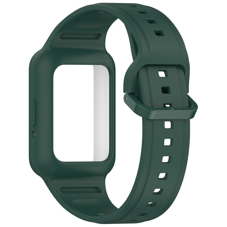 For Samsung Galaxy Fit3 (SM-R390) Watch Strap Integrate Silicone Watch Band with Case - Midnight Green