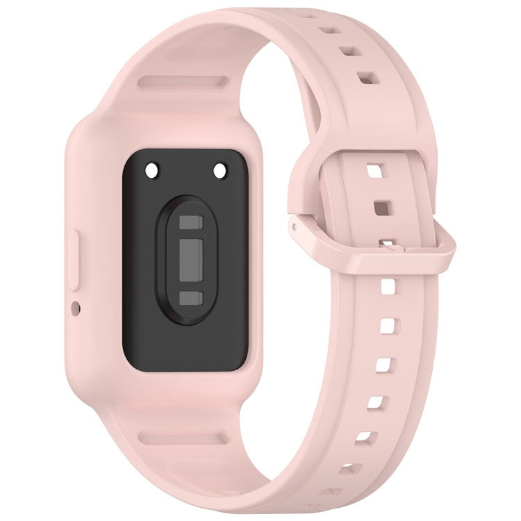 For Samsung Galaxy Fit3 (SM-R390) Watch Strap Integrate Silicone Watch Band with Case - Light Pink