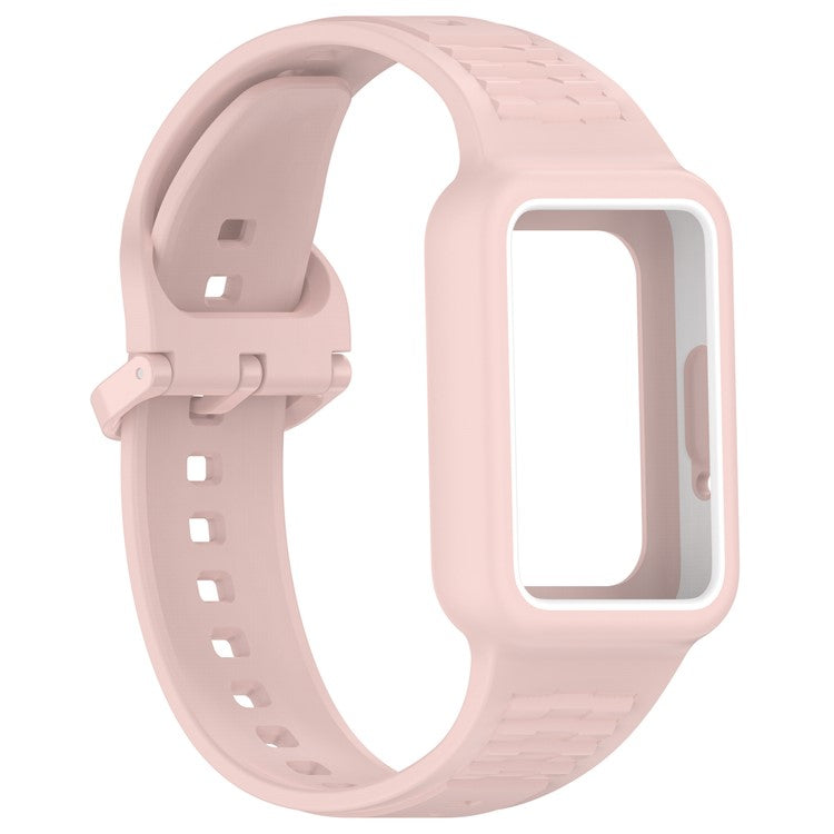 For Samsung Galaxy Fit3 (SM-R390) Watch Strap Integrate Silicone Watch Band with Case - Light Pink