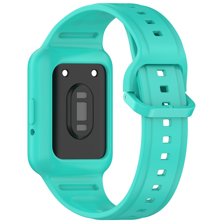 For Samsung Galaxy Fit3 (SM-R390) Watch Strap Integrate Silicone Watch Band with Case - Cyan