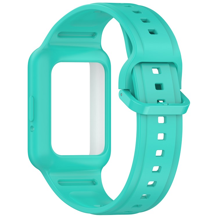 For Samsung Galaxy Fit3 (SM-R390) Watch Strap Integrate Silicone Watch Band with Case - Cyan
