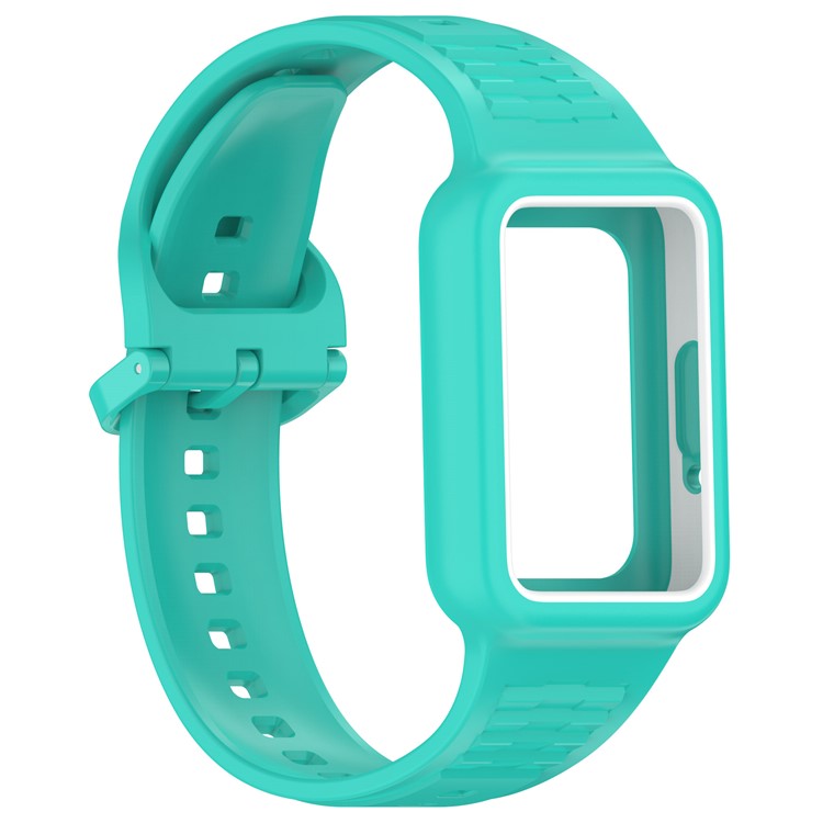 For Samsung Galaxy Fit3 (SM-R390) Watch Strap Integrate Silicone Watch Band with Case - Cyan