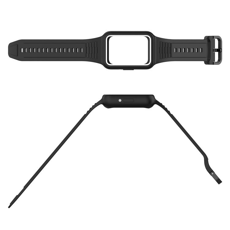 For Huawei Band 7 / Band 8 / Band 8 NFC / Band 9 / Band 9 NFC Integrated Silicone Strap Watch Case Replacement Wrist Band - White
