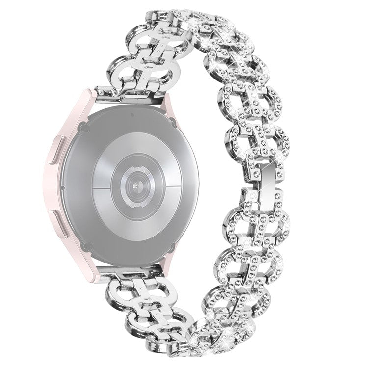 For Garmin Venu / Forerunner 55 Watch Band Rhinestones Decor Gourd Shape Alloy Strap - Silver