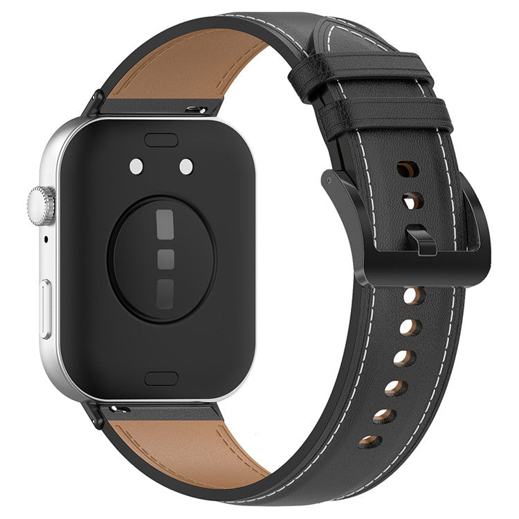 For Huawei Watch Fit 3 Watch Strap Genuine Cow Leather Adjustable Wrist Band - Black