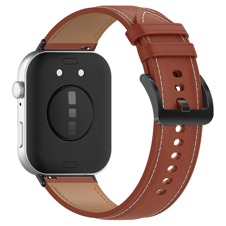 For Huawei Watch Fit 3 Watch Strap Genuine Cow Leather Adjustable Wrist Band - Dark Brown