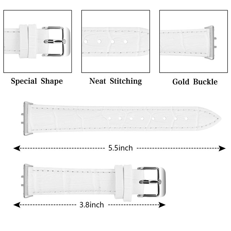 Smooth PU Leather Watch Strap for Samsung Galaxy Fit3 SM-R390 Wrist Bracelet Band - White