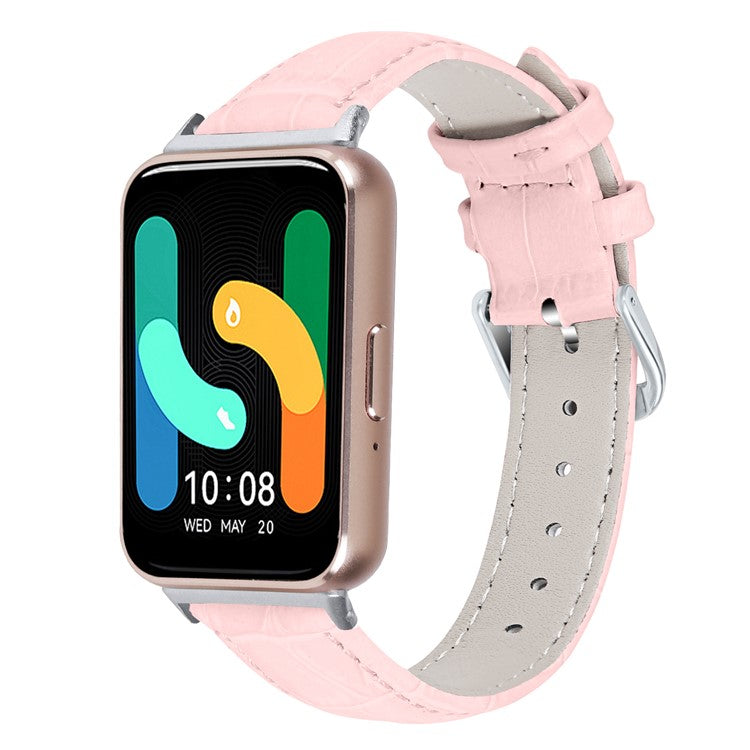 Smooth PU Leather Watch Strap for Samsung Galaxy Fit3 SM-R390 Wrist Bracelet Band - Pink