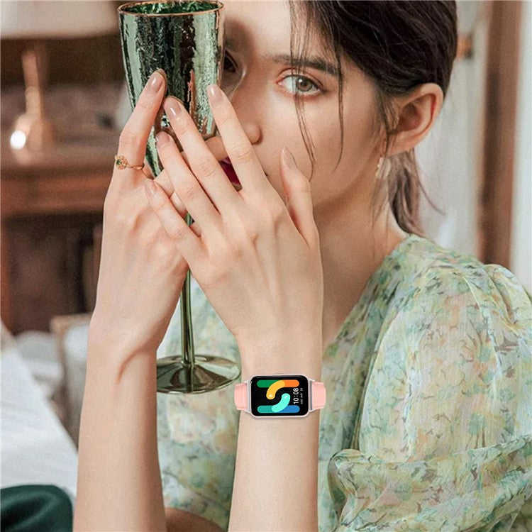 Smooth PU Leather Watch Strap for Samsung Galaxy Fit3 SM-R390 Wrist Bracelet Band - Pink