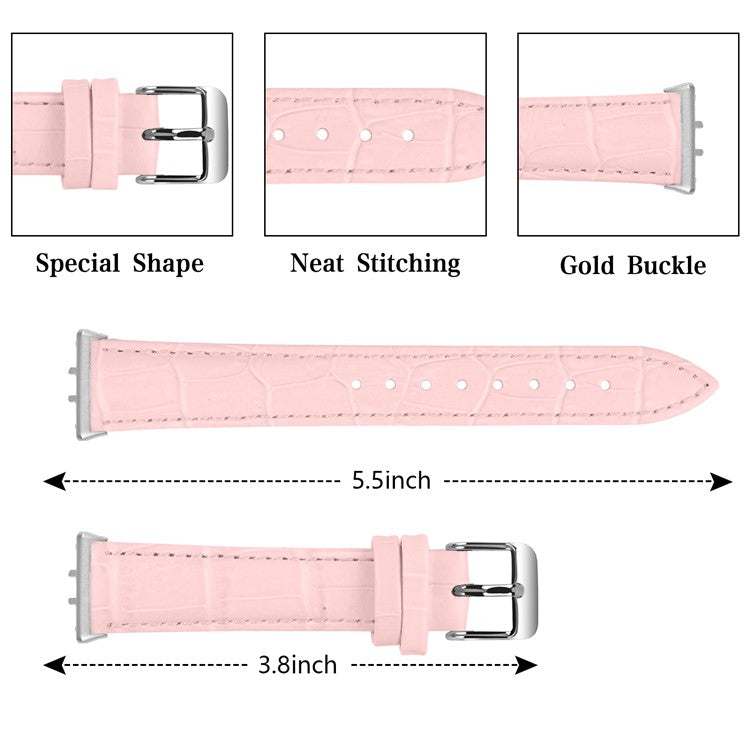 Smooth PU Leather Watch Strap for Samsung Galaxy Fit3 SM-R390 Wrist Bracelet Band - Pink