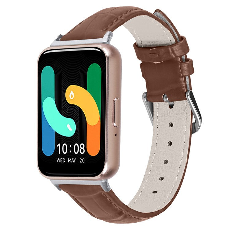Smooth PU Leather Watch Strap for Samsung Galaxy Fit3 SM-R390 Wrist Bracelet Band - Brown