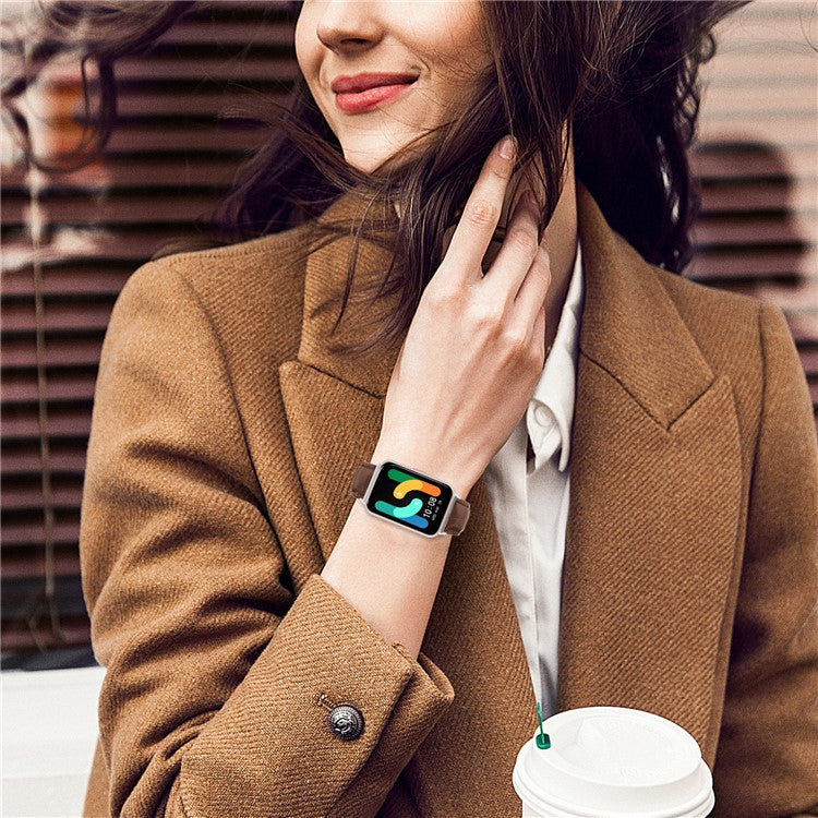 Smooth PU Leather Watch Strap for Samsung Galaxy Fit3 SM-R390 Wrist Bracelet Band - Brown