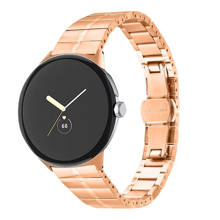 For Google Pixel Watch / Watch 2 Stainless Steel Watch Strap Replacement Wrist Band - Rose Gold