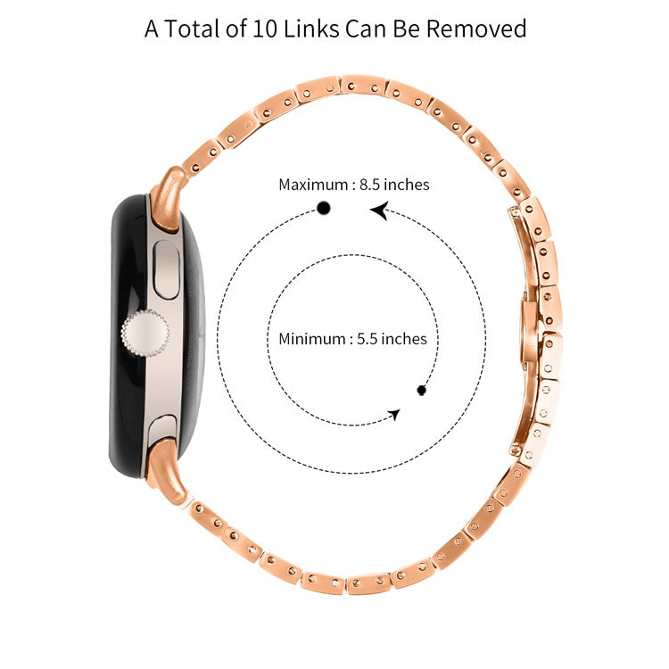 For Google Pixel Watch / Watch 2 Stainless Steel Watch Strap Replacement Wrist Band - Rose Gold