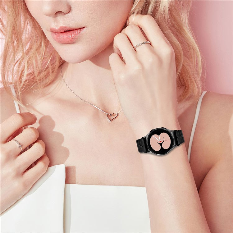 For Samsung Galaxy Watch6 40mm / 44mm / Watch6 Classic 43mm / 47mm Stainless Steel Strap with Quick Release Connector - Black