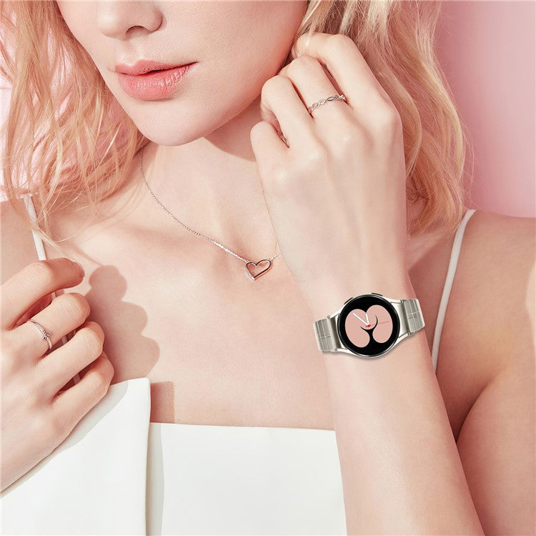 For Samsung Galaxy Watch6 40mm / 44mm / Watch6 Classic 43mm / 47mm Stainless Steel Strap with Quick Release Connector - Titanium Grey